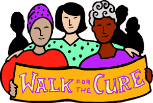 Women with Walk for the Cure banner